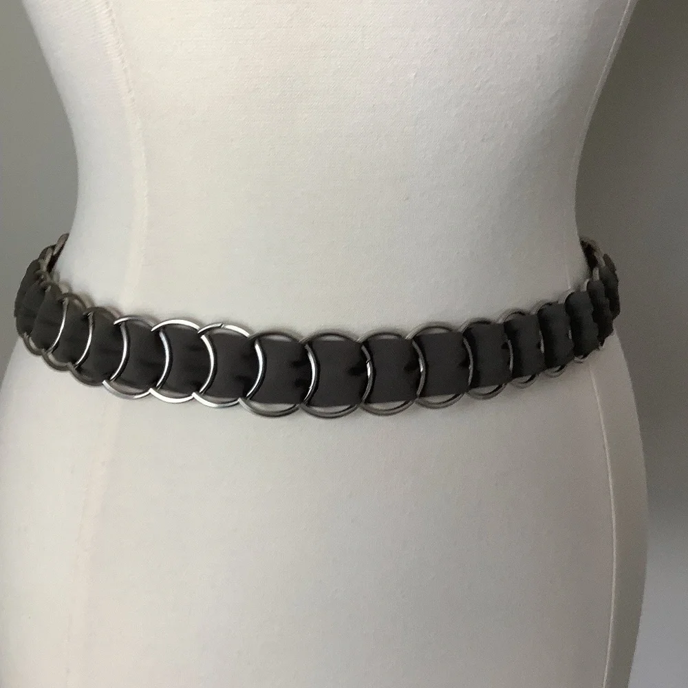 Vintage Y2K Chain‎ Metal Link Butterfly Embellished Fabric Belt